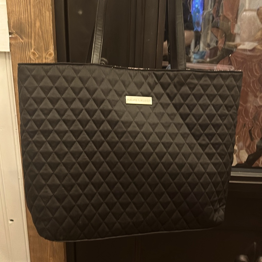 Ralph Lauren black quilted tote bag